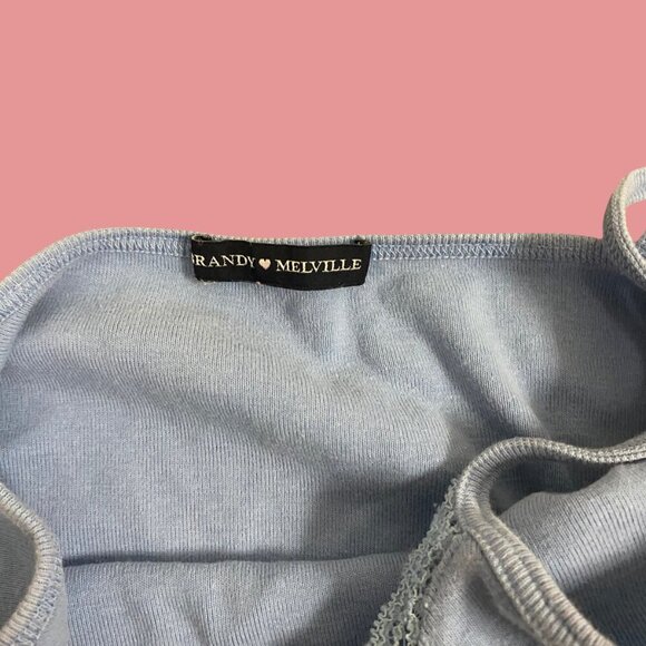 Brandy Melville Blue Lace-Trim Cropped Cami Tank Top (OS) - Picture 5 of 5